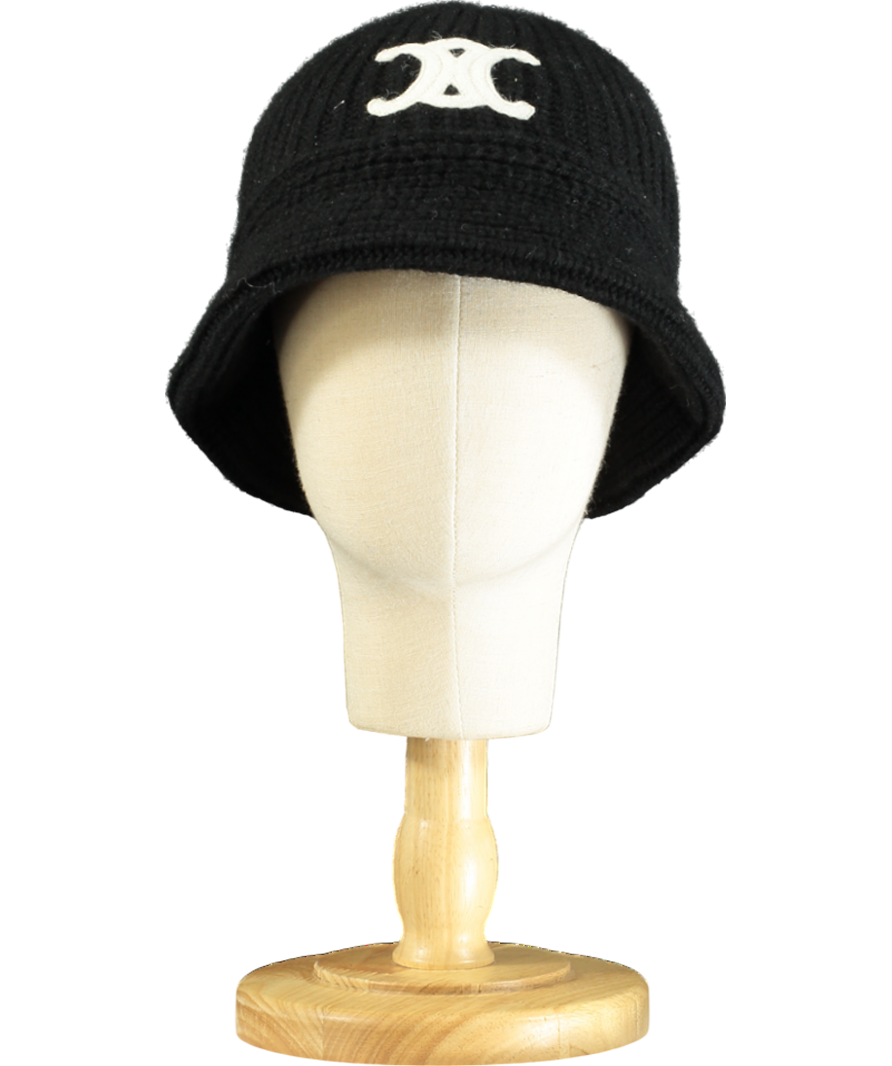 Celine Black Triomphe Cloche Beanie