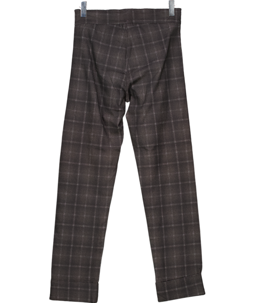 Avenue Montaigne Grey Check 4 Way Stretch Slim Leg Trousers UK 4