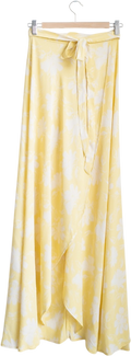 REFORMATION Butter Yellow Floral Wrap Maxi Skirt UK M/L