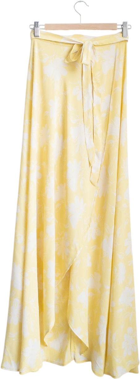 REFORMATION Butter Yellow Floral Wrap Maxi Skirt UK M/L