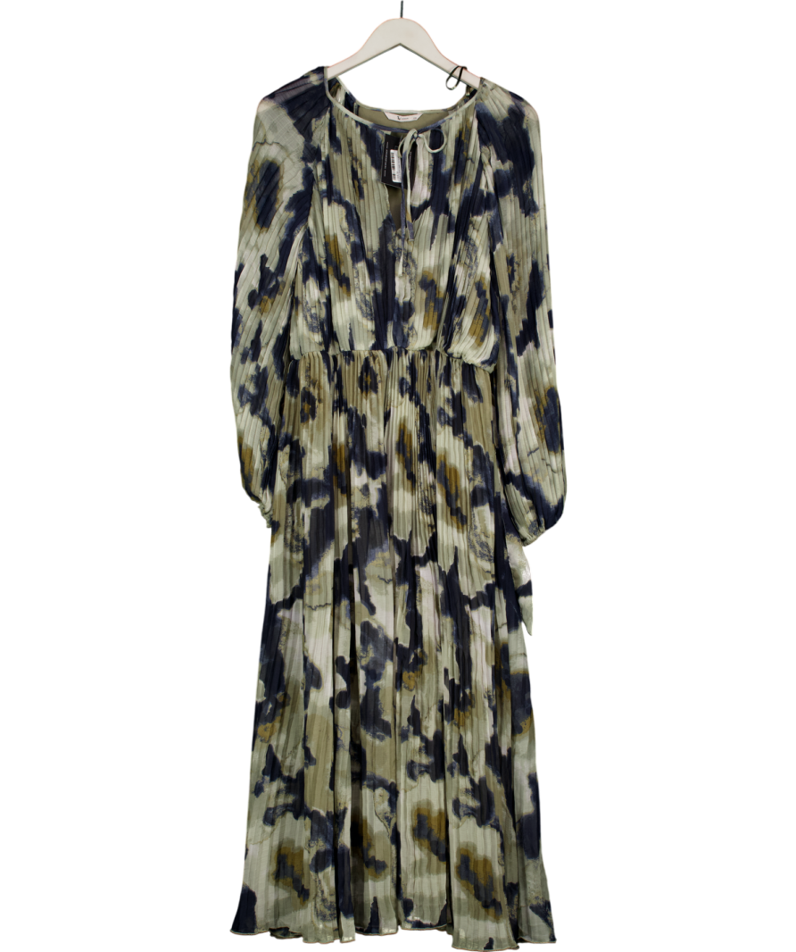 TU Green Long Sleeve Pleated Tie Front Maxi Dress UK 22