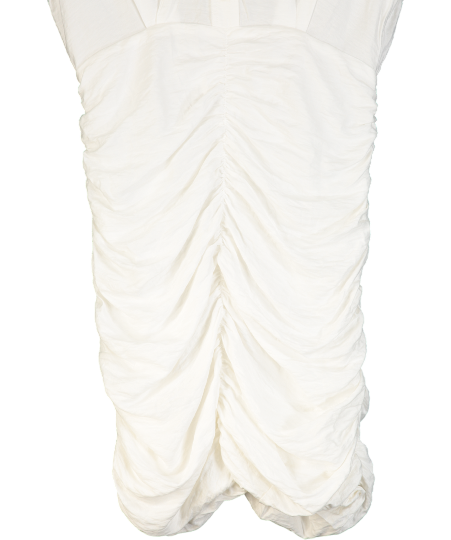 Sandro Ivory White Ruched Woven Mini Shirt Dress UK 8