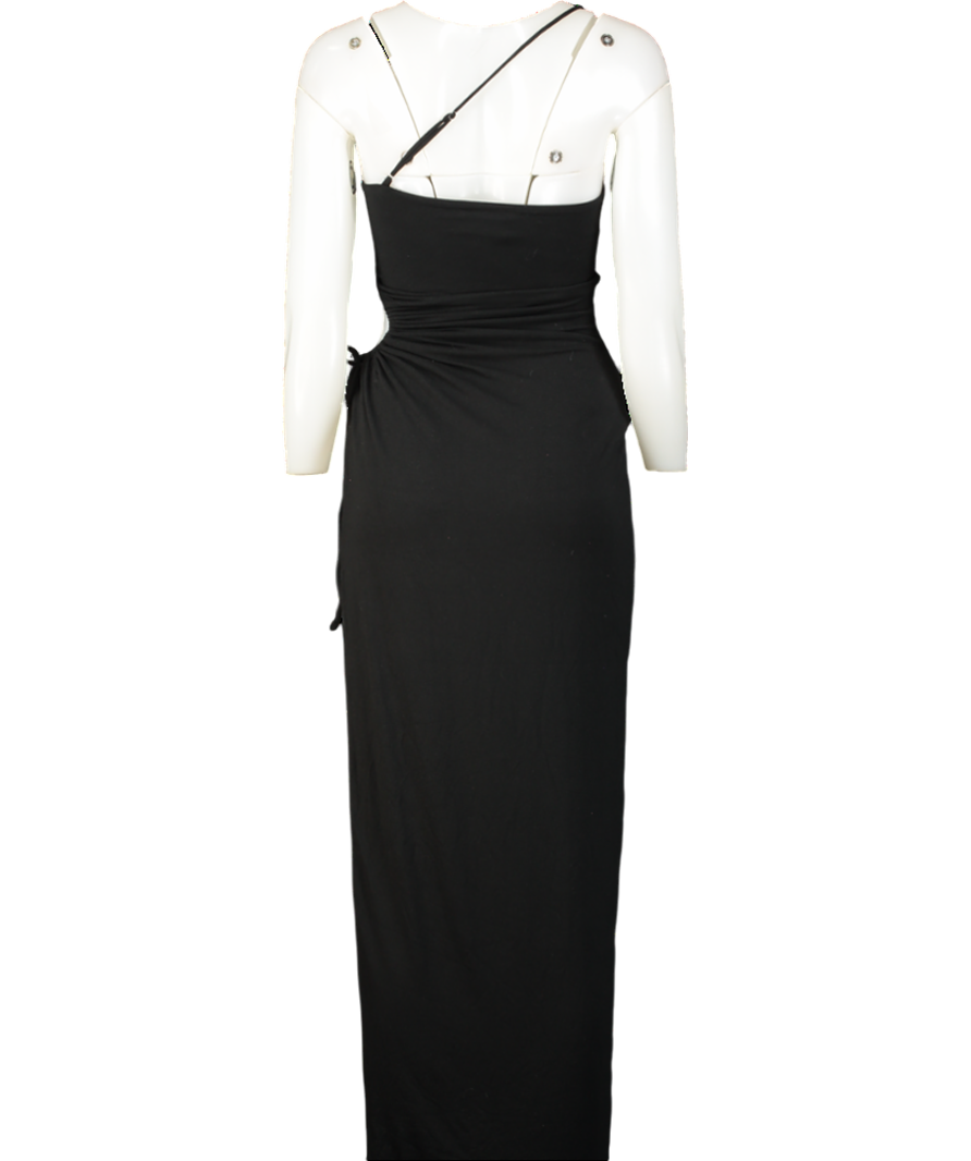 Oh Polly Black One Shoulder Cut Out Ruched Maxi Dress UK 6