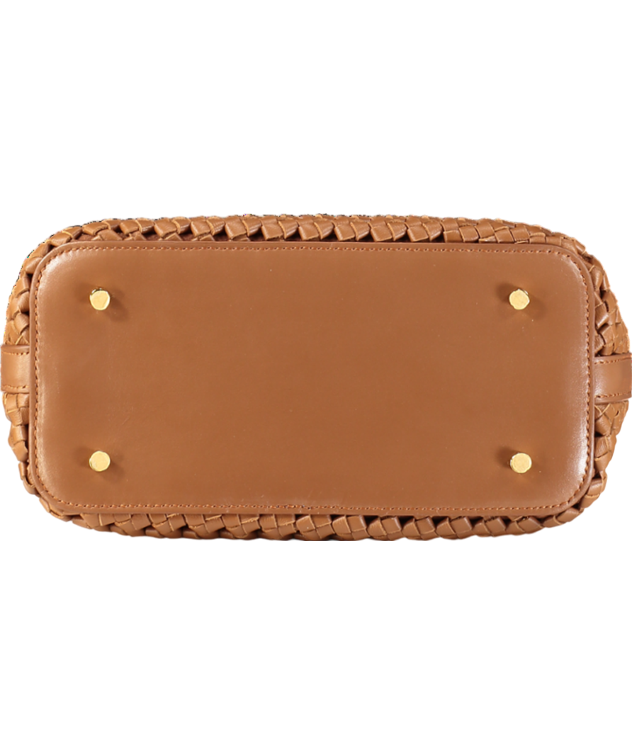 Elleme Paris Brown Boomerang Small Woven Leather Handbag