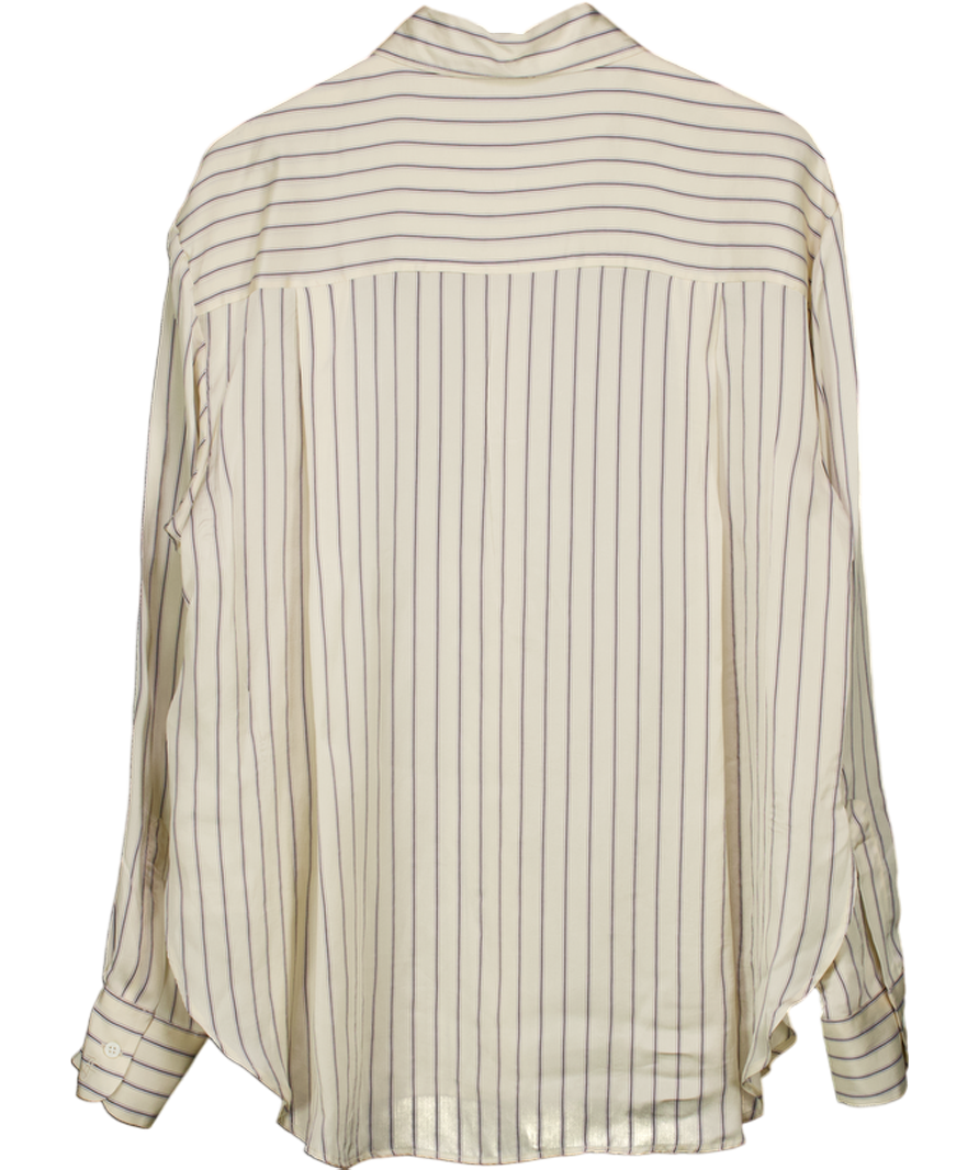 THE FRANKIE SHOP Cream Peri Striped Woven Shirt UK M