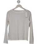 MANGO White Long Sleeve Boat Neck Top UK S