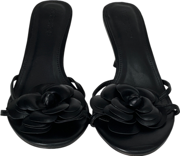Topshop Inga Heeled Mule With Flower Detail In Black UK 6 EU 39 👠