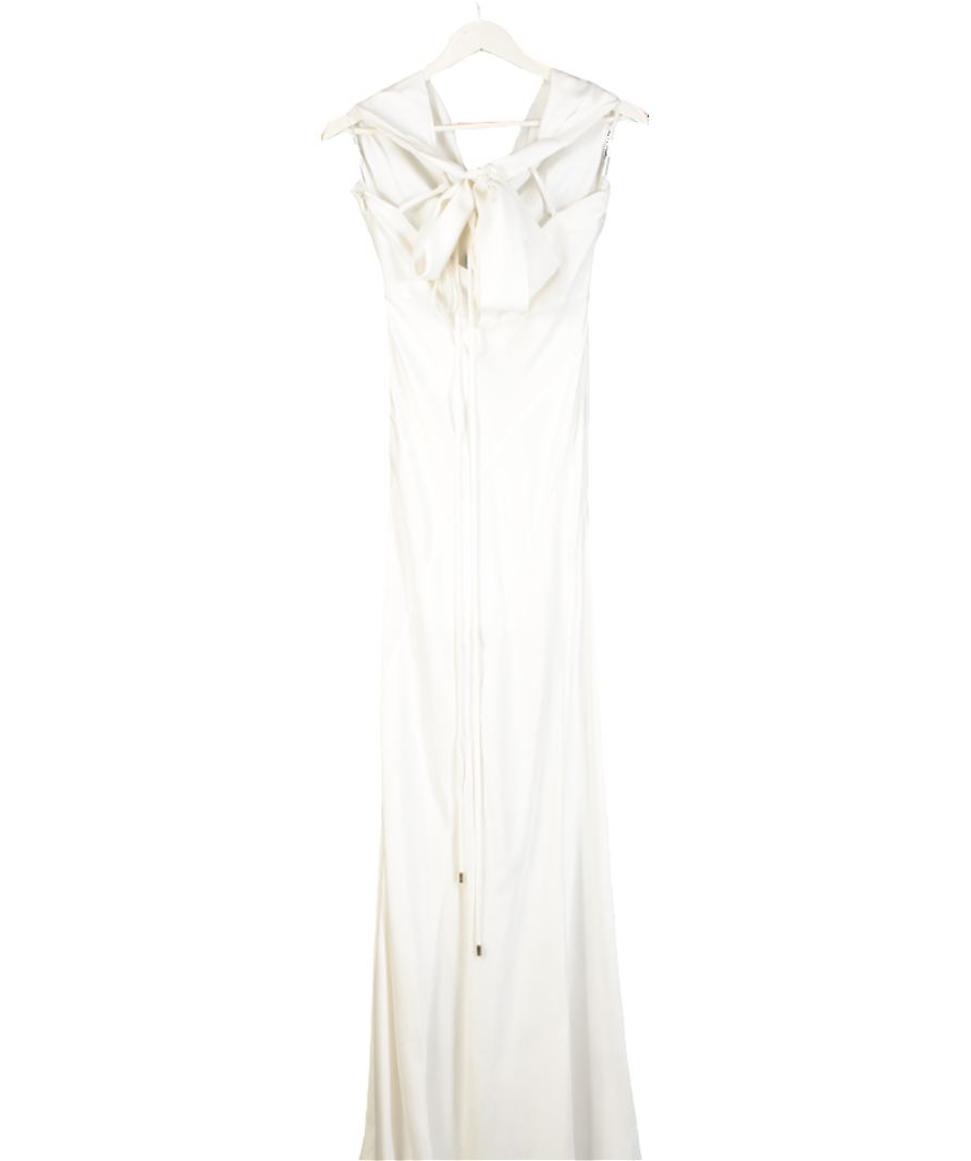 Karen Millen Cream Satin Crepe Mix Cowl Neck Maxi Dress UK 6
