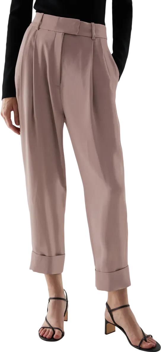 COS Beige Dropped Crotch Trousers With Pleats UK 8