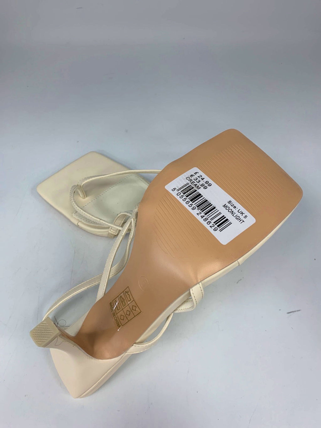 Public Desire Cream Strappy Heels UK 5