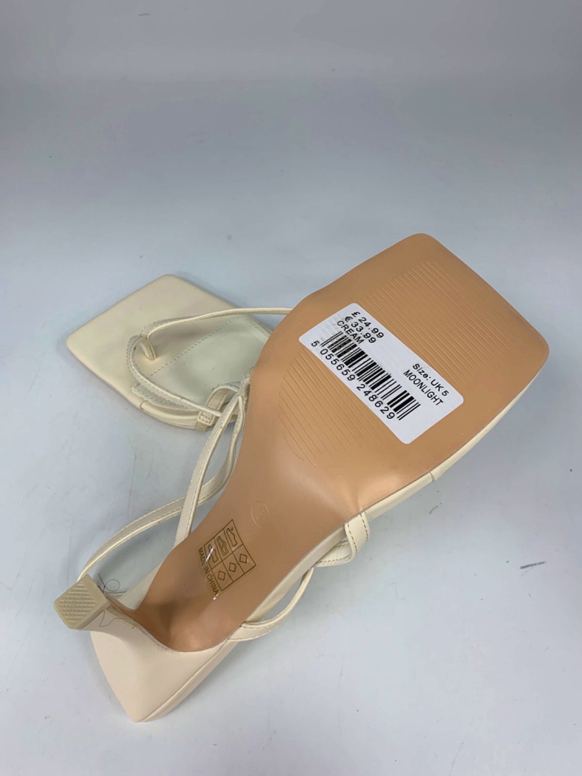 Public Desire Cream Strappy Heels UK 5