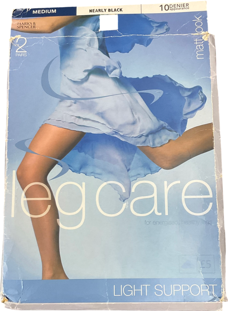 M&S Black Light Support Matt Look 10 Denier Tights - 2 Pack UK M