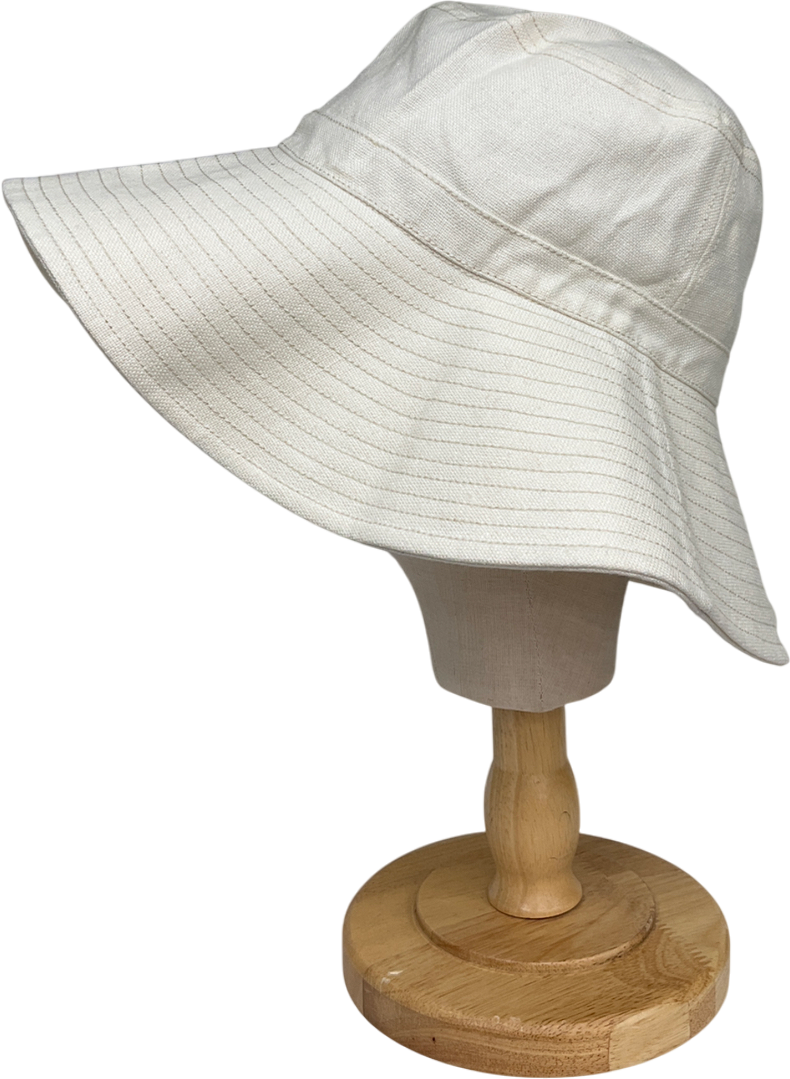 & Other Stories Cream Wide-brim Cotton Sun Hat UK M