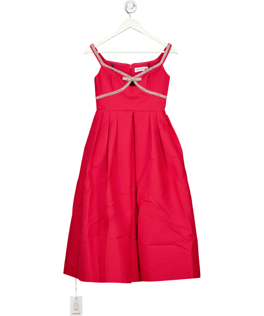 Self-Portrait Bow-embellished Midi Dress In Red UK 8