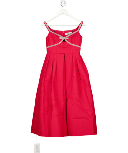 Self-Portrait Bow-embellished Midi Dress In Red UK 8