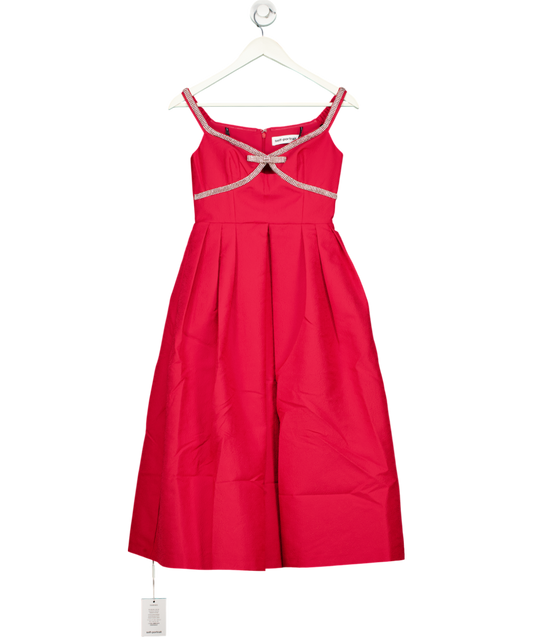 Self-Portrait Bow-embellished Midi Dress In Red UK 8