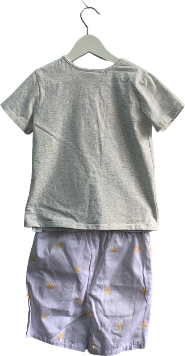 The Little White Company Grey Sun Embroidered T-Shirt and Shorts Set 4-5 Yrs