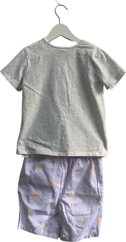 The Little White Company Grey Sun Embroidered T-Shirt and Shorts Set 4-5 Yrs