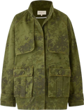 WIGGY KIT Green Camo Print Cotton Canvas 'the Lodge Jacket" With Leather Belt UK 12