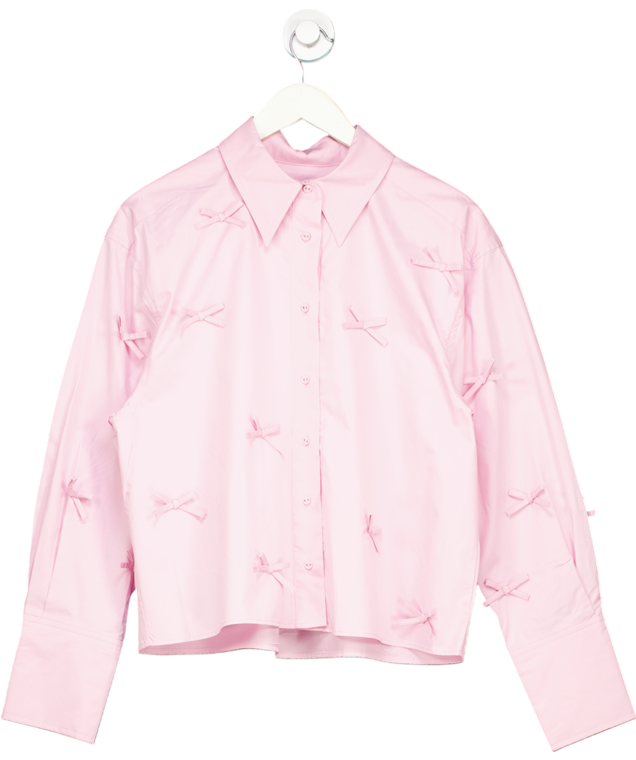 Mint Velvet Pink Bow Detail Cropped Shirt UK M