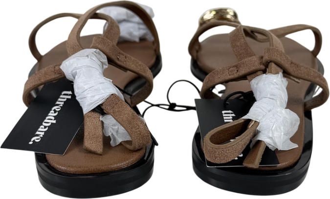 Threadbare Cross Strap Toe Loop Sandals In Mink Brown UK 5 EU 38 👠