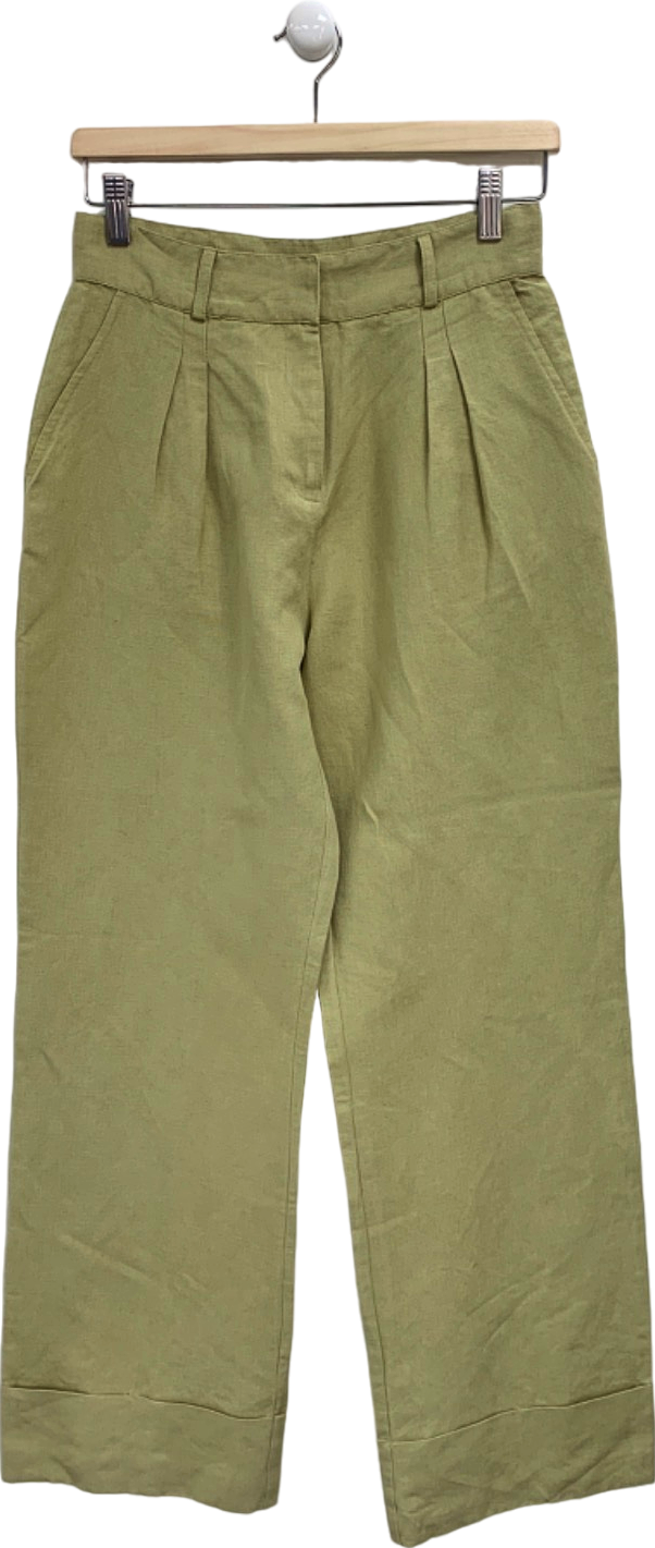 Pretty Lavish Olive Bryony Linen Trousers Parker Block UK 8