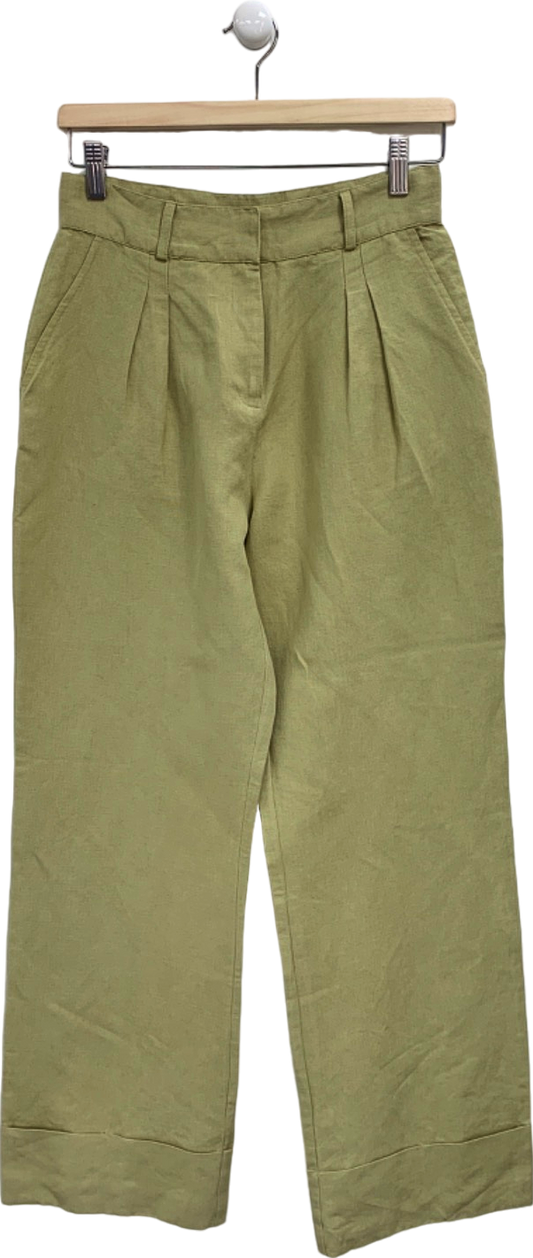 Pretty Lavish Olive Bryony Linen Trousers Parker Block UK 8