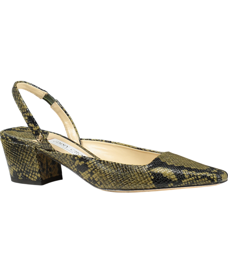 Jimmy Choo Green Snake Print Leather Pumps UK 7 EU 40 👠