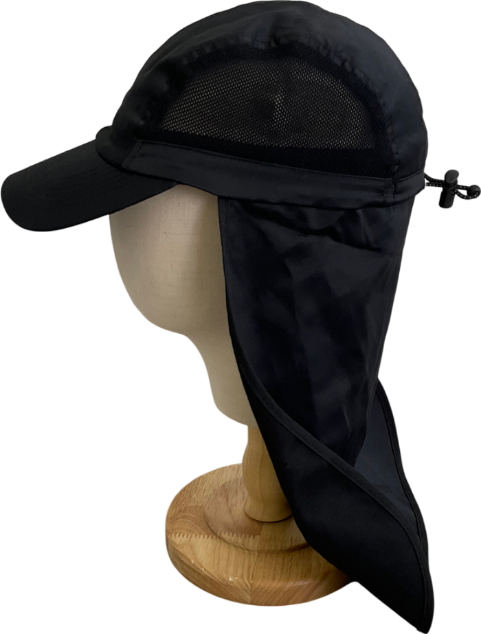 ASOS Black Nylon Cap With Neck Flap One Size