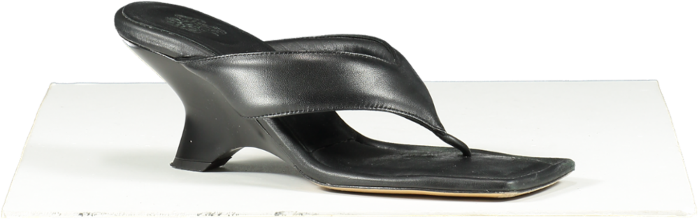 GIA BORGHINI Black Leather Thong Sandals UK 6.5 EU 39.5 👠
