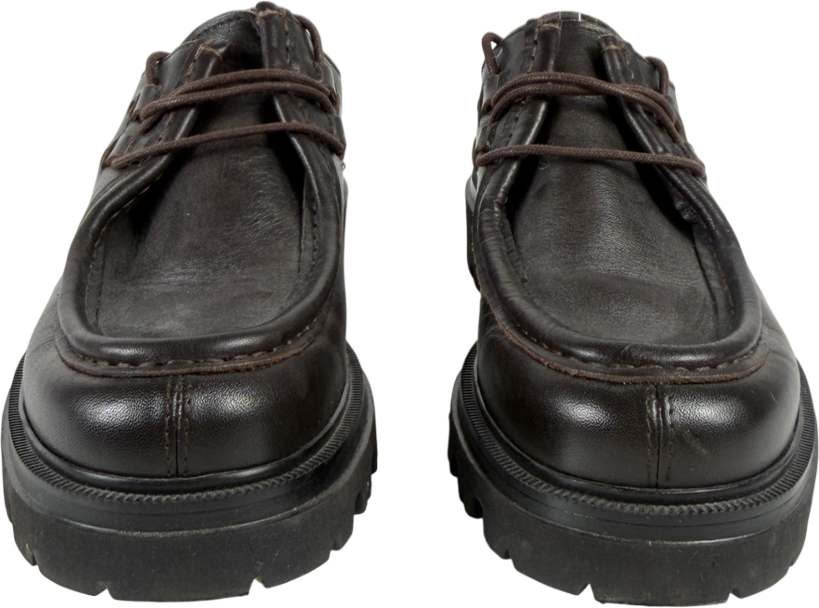 Massimo Dutti Brown Leather Lace Chunky Shoe UK 7 EU 40 👠
