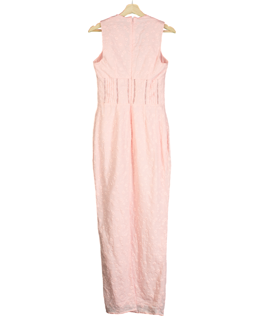 House of CB Pink Sophina Broderie-anglaise Woven Maxi Dress UK M