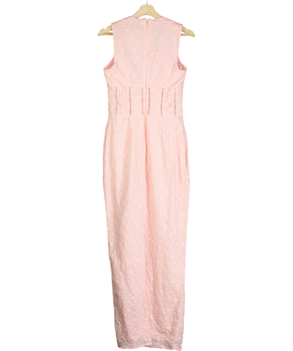 House of CB Pink Sophina Broderie-anglaise Woven Maxi Dress UK M