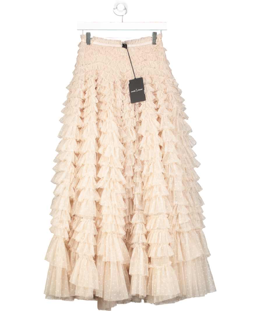 Needle & Thread Nude Hattie Ruffle Ankle Skirt UK 8