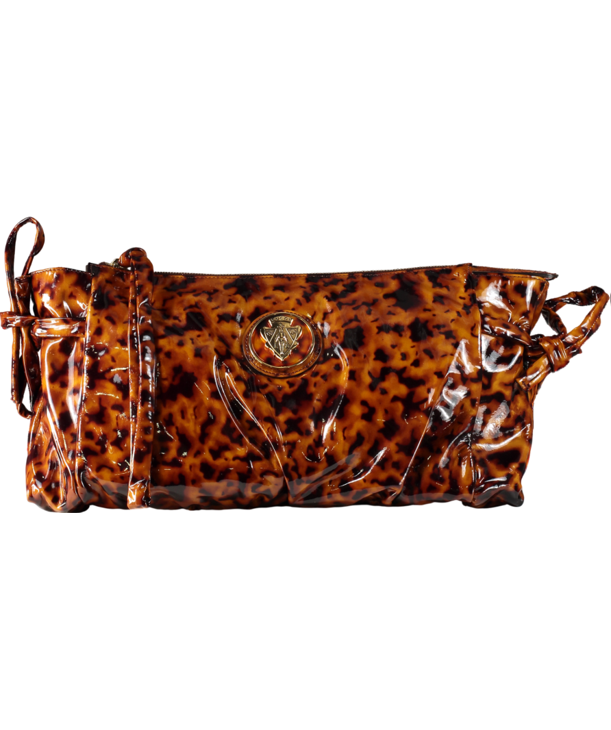 GUCCI Tortoise Shell Hysteria Patent Hobo Oversized Clutch Bag