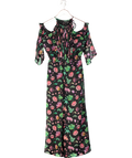 Rachel Zoe Black Floral Print Cold-shoulder Silk Jumpsuit UK 8