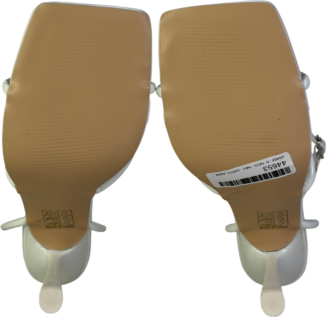 Public Desire White Patent Barely There Square Toe Mid Stiletto Heels UK 5 EU 38 👠