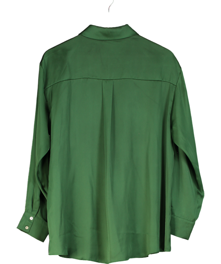 ZARA Green Satin Blouse UK XL