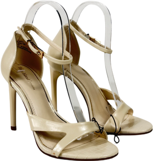 River Island Cream Barely There Cut Away Heeled Sandals UK 4 EU 37