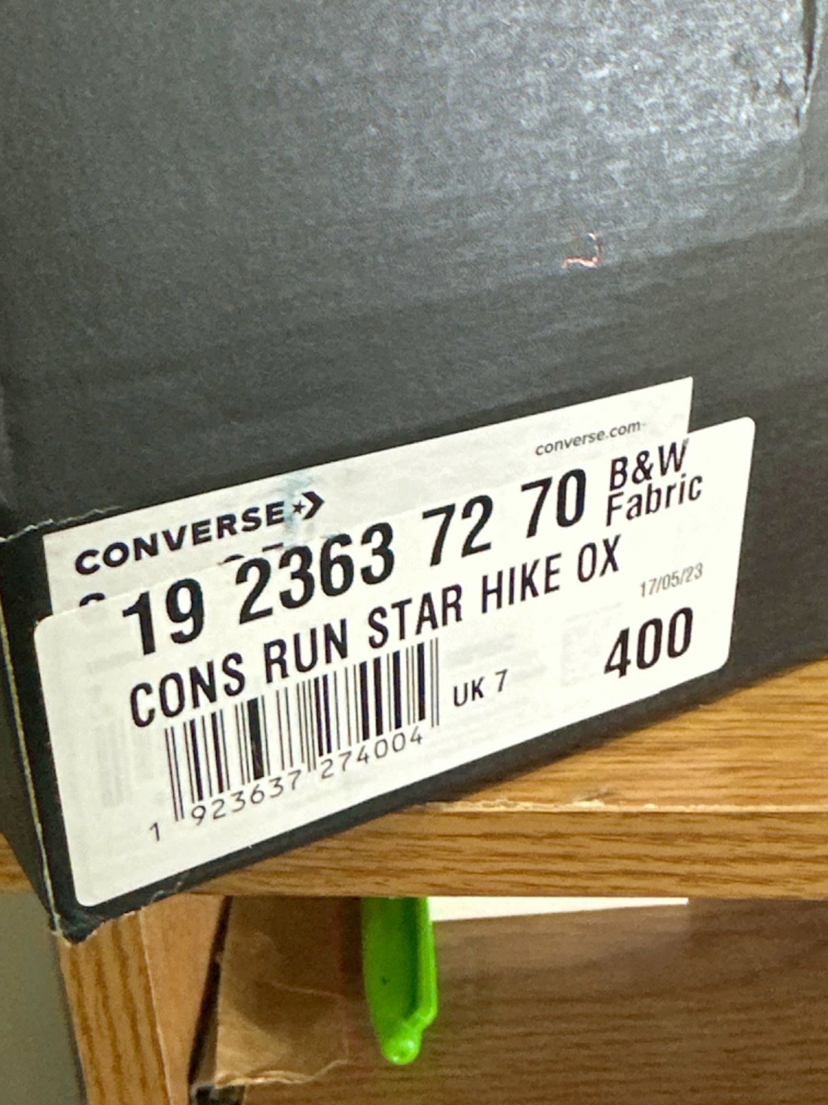 Converse Black/White Cons Run Star Hike OX UK 7 EU 40