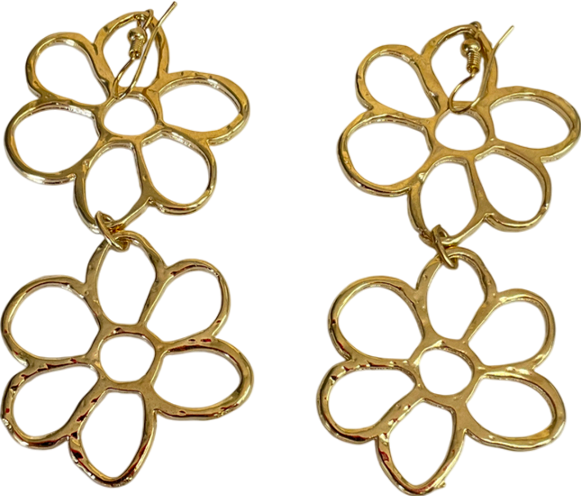 Metallic Flower Detailed 2-piece Necklaces And Earrings Set