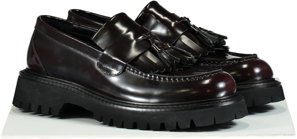 Steve Madden Burgundy Leather Tassel Loafers UK 11