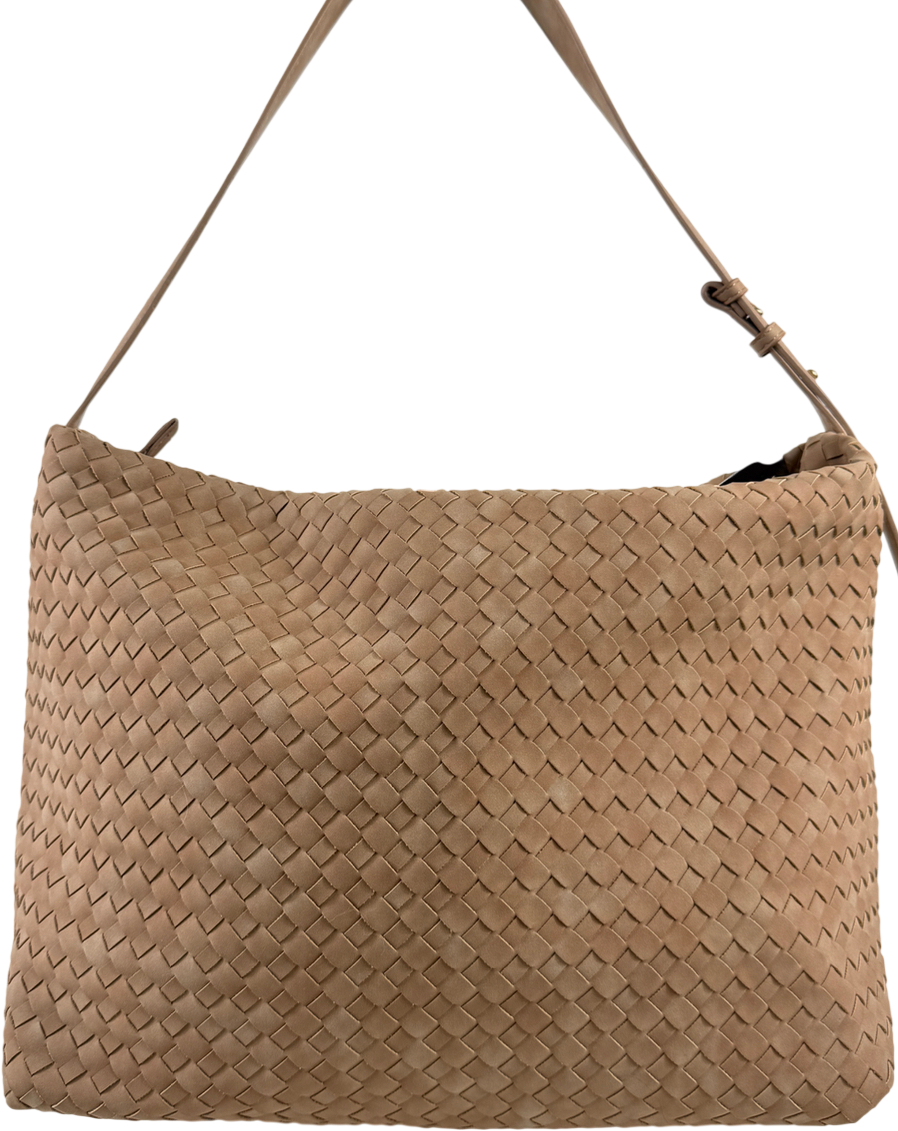 M&S Nude Faux Leather Woven Shoulder Bag