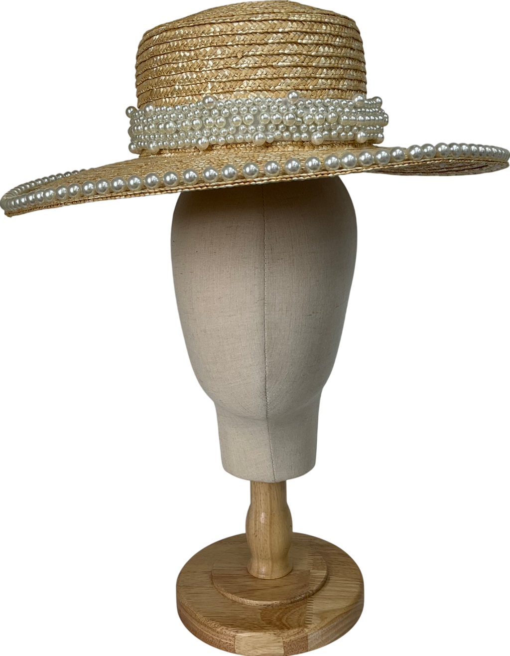 SELF SAME Cream Petra Pearl embellished Straw Hat One Size
