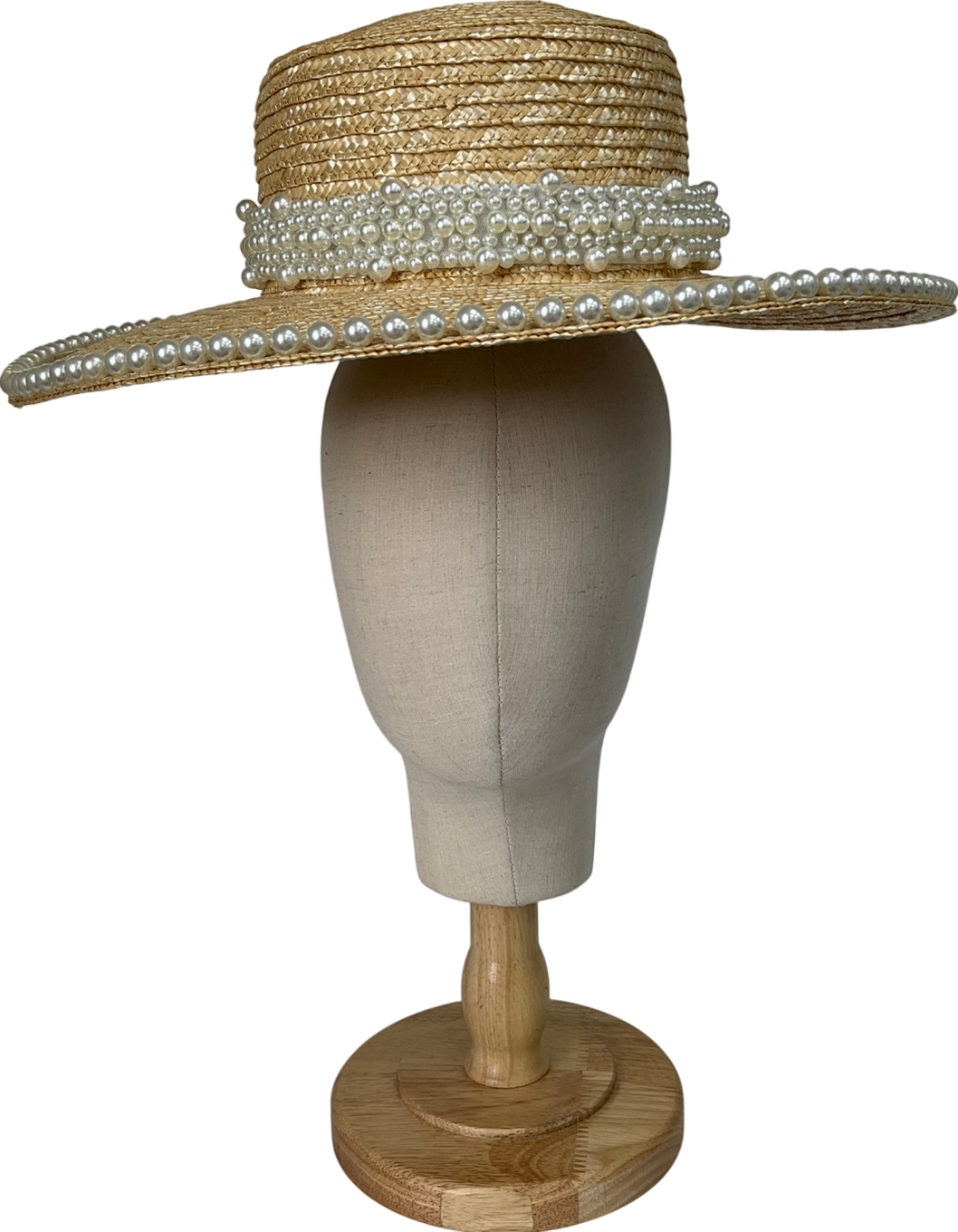 SELF SAME Cream Petra Pearl embellished Straw Hat One Size