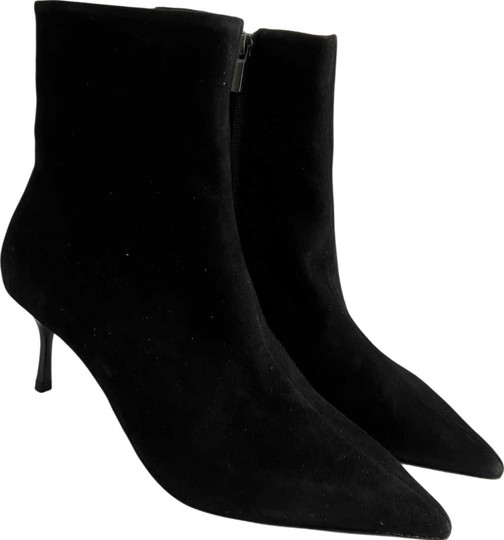 Next Black Suede Forever Comfort Pointed Toe Skinny Heeled Ankle Boots UK 5 EU 38 👠