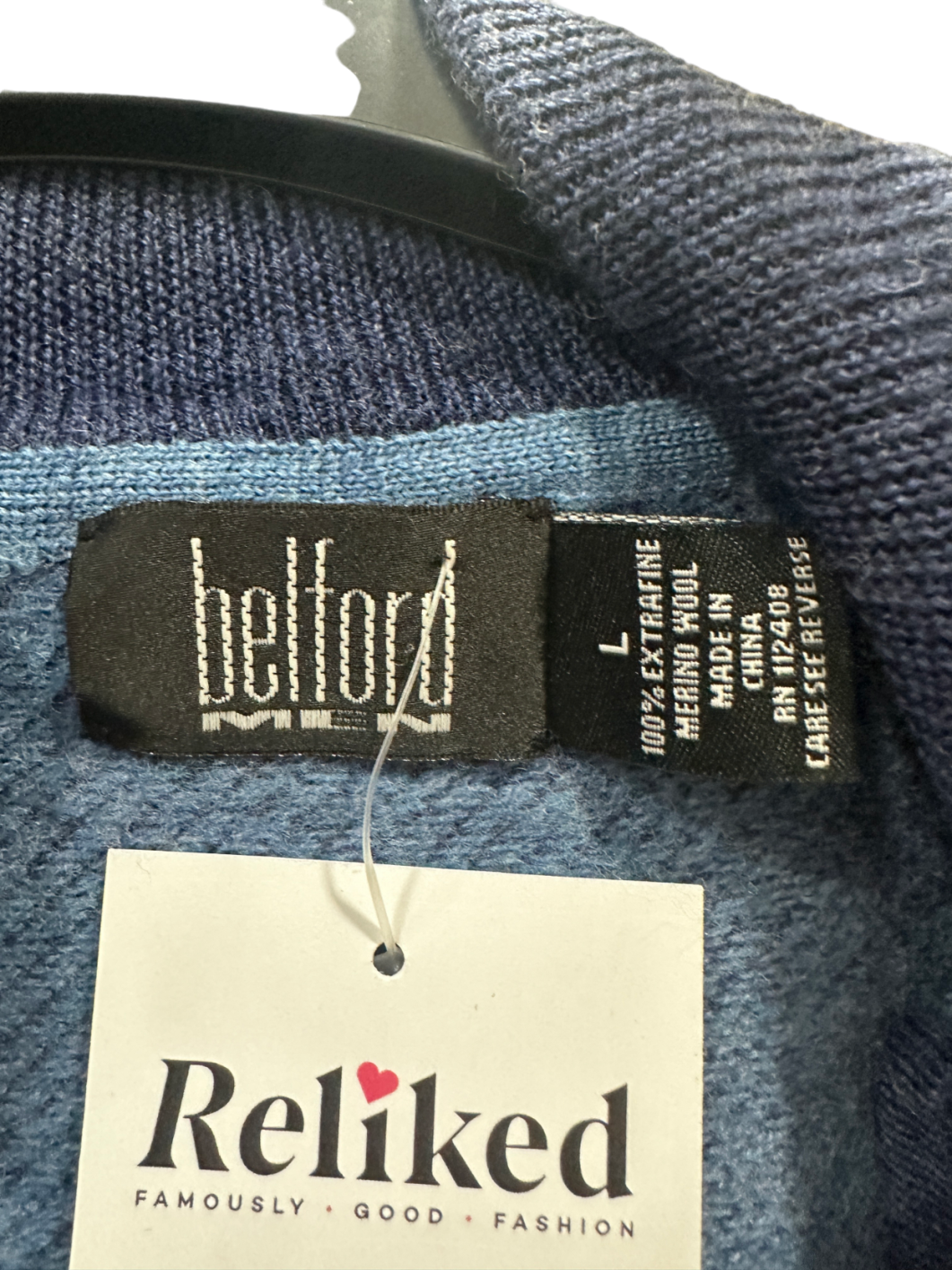 Belford Blue Half-Zip Sweater L