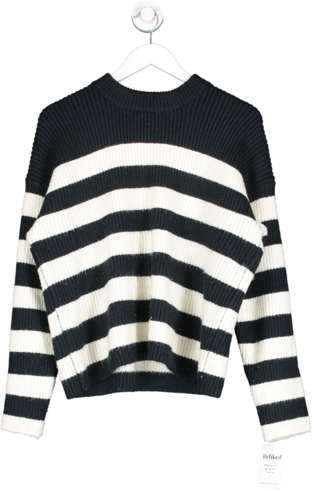 Monki Blue Chunky Oversized Knit Striped Sweater UK M