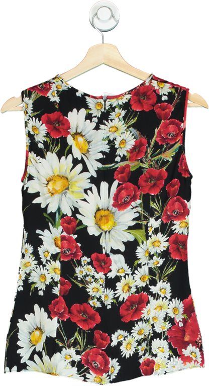 Dolce & Gabbana Black Silk Poppy Print Top It42 UK 10