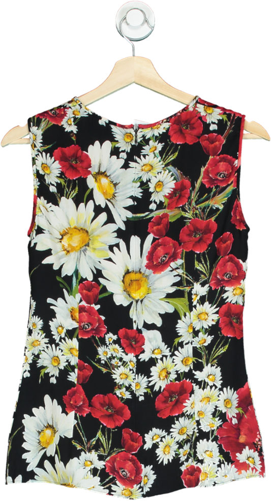 Dolce & Gabbana Black Silk Poppy Print Top It42 UK 10